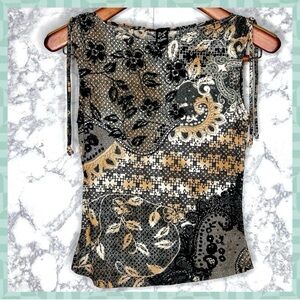 ⭐️ PerSeption 90s Lucile Sleeveless Mixed Media Blouse Women’s Medium USA Made